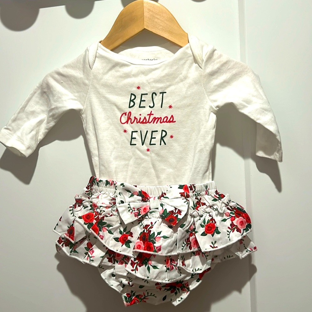 Christmas, Red, white outfit for 3 month old